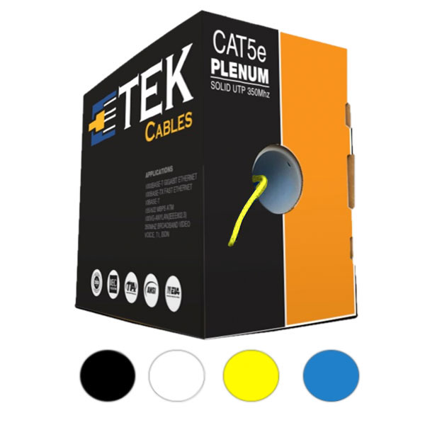 CAT5E PLENUM 1000FT Ethernet Cable| 24AWG, 350MHZ Solid Conductors| Yellow