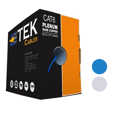Cat6 Plenum Bare Copper 1000ft  Solid Conductor|Ethernet  Cable UTP|Blue