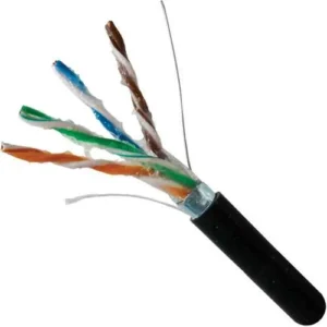 1000ft CAT5E CMXF Direct Burial Gel-Filled Core Shielded Solid Bare Copper, LLDPE Jacket - Black, Wooden Spool - Image 1