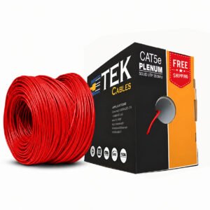 Cat5e Plenum Ethernet 1000ft Cable 24awg 350mhz Solid Conductors Red - Image 1