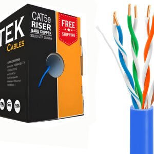 Cat5e Riser Bare Copper 1000ft 24AWG 350MHz UTP Cable Blue - Image 4