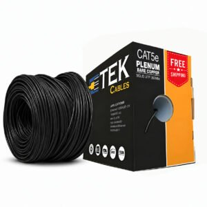 Cat5e Plenum 1000ft Bare Copper 24awg cable Black - Image 1