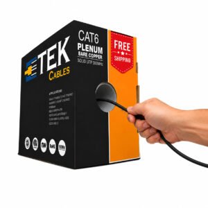 Cat5e Plenum 1000ft Bare Copper 24awg cable Black - Image 2