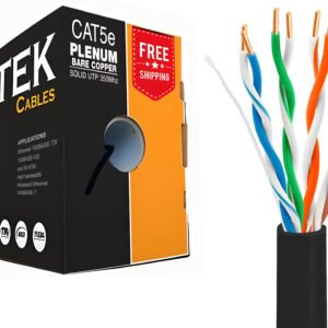 Cat5e Plenum 1000ft Bare Copper 24awg cable Black - Image 4