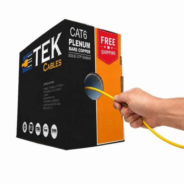 Cat6 Plenum 1000ft Easy-Pull Box Packaging, Yellow