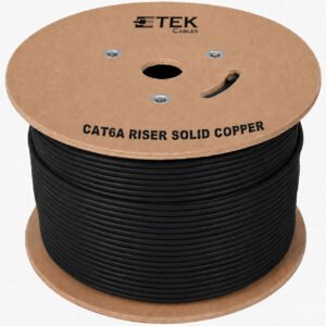 CAT6A Riser (CMR Rated) 1000ft UTP Solid 100% Copper 23AWG, 750 MHz Wooden Spool – Black - Image 2